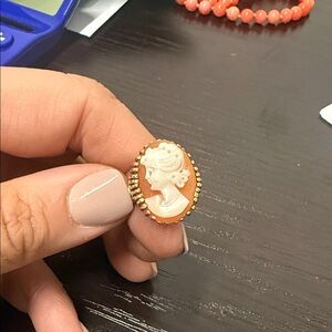 Elegant Cameo Brooch with Gold Accents